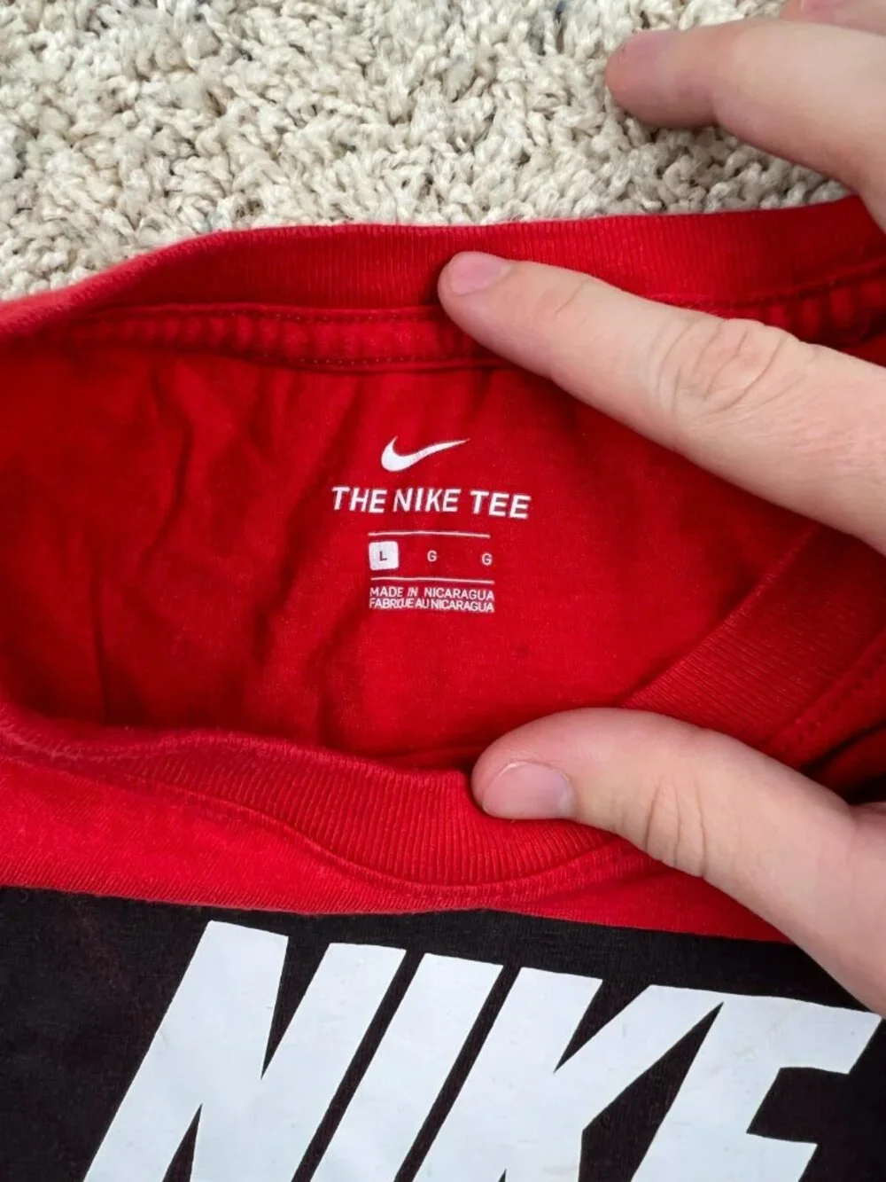 The Nike Tee T Shirt Youth Boys SZ Large Short Sleeve Red Crew Neck Athletic
